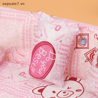 [ToyFeb] Bộ ghế sofa vải hoa nhỏ nội thất kèm 2 phụ kiện búp bê {vn}