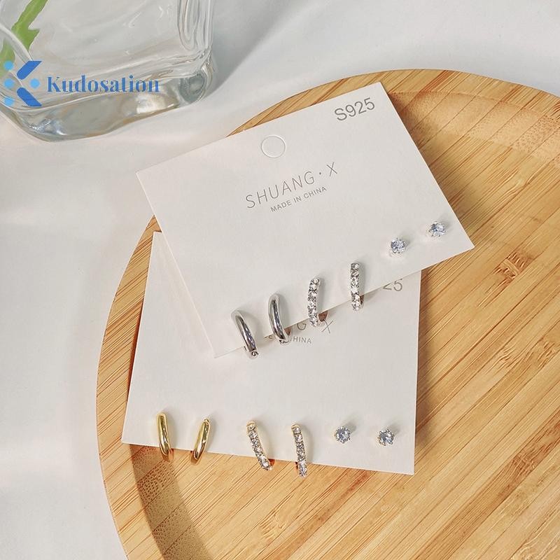 Kudosation 1 Bộ Thời Trang Mới Kim Loại Vòng Tròn Thả Bông Tai Nhỏ Cho Nữ Xu Hướng Mặt Dây Chuyền Khuyên Tai Bộ Trang Sức Quà Tặng