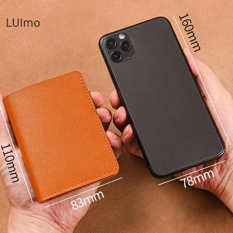 Luimo Da Màu Trơn Ví Nhỏ Dành Cho Nữ Ngắn Đơn Giản Ví Nữ Có Nút Siêu Mỏng Thẻ Tín Dụng Túi Đựng Tiền Xu SBS
