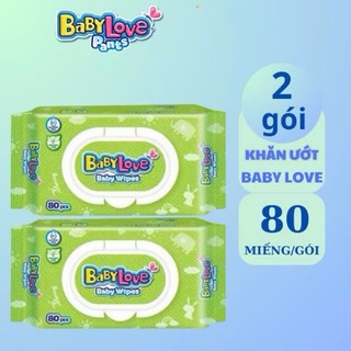 combo 2 Gói Khăn Ướt Trẻ Em Không Mùi  Baby Love Gói 80 Tờ Sản Phẩm Chính Hãng Của Unicharm