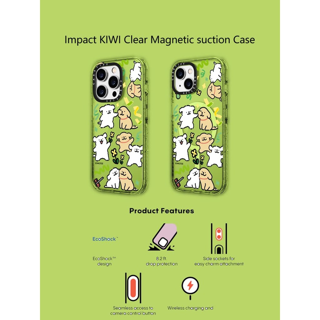 Casetify X Maltese Màu Ruy Băng Case KIWI Hút Từ Tính Cứng Acrylic Ốp Lưng Cho Apple IPhone 12 13 14 15 16 Pro Max Plus Có Hộp