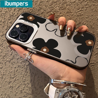 ibumpers Ốp Lưng IPhone Đơn Giản Đẹp Họa Tiết Hoa Đen Ốp Điện Thoại IMD Cứng Trơn Chống Bẩn Chống Sốc Cho IPhone 16 15 14 12 13 11 Pro Max