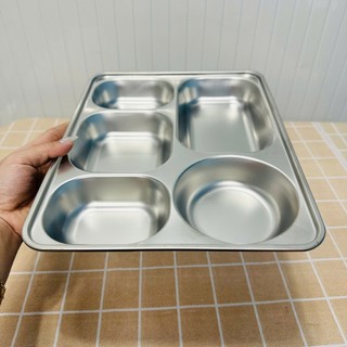 Khay cơm inox 5 ngăn sâu lòng (28 x 22 x 4cm), khay cơm cao cấp - Phương Trang