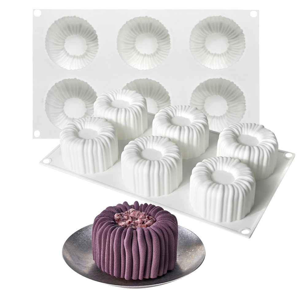 6 Khoang Charlotte Mousse Bánh Khuôn Rãnh Hình Trụ Mousse Món Tráng Miệng Silicon Khuôn Socola Nến Thạch Cao Khuôn Trang Trí Bánh Dụng Cụ Nướng Bánh