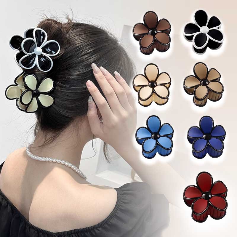 [Yunyuan] Kẹp tóc bằng nhựa hình hoa mới Kẹp tóc phía sau Mũ nón Kẹp tóc Hoa năm cánh