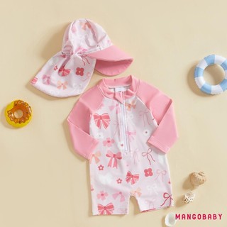 Mg-toddler Rash Guard Đồ Bơi Có Mũ 2 Bộ Cua Tôm Hùm Cá Voi Họa Tiết Khóa Kéo Dài Tay Cổ Tròn Đồ Bơi Cho Bé