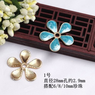 Trang sức handmade kẹp tóc giả cloisonne màu xanh, họa tiết đốt thụ thể