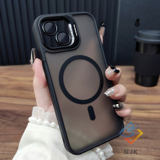 Đi kèm với giá đỡ ống kính ốp điện thoại mờ cho iPhone 16 Pro Max 15 14 13 12 11 Pro Max plus ốp lưng cứng mờ chống vân tay có lực hút từ tính