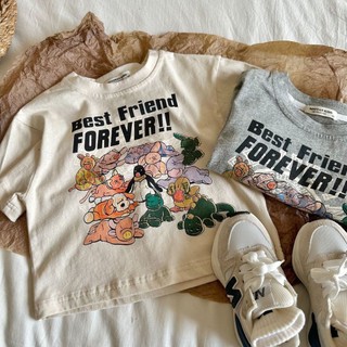 Áo thun trẻ em hè in hoạt hình Hàn Quốc, cotton dễ phối cho bé trai bé gái