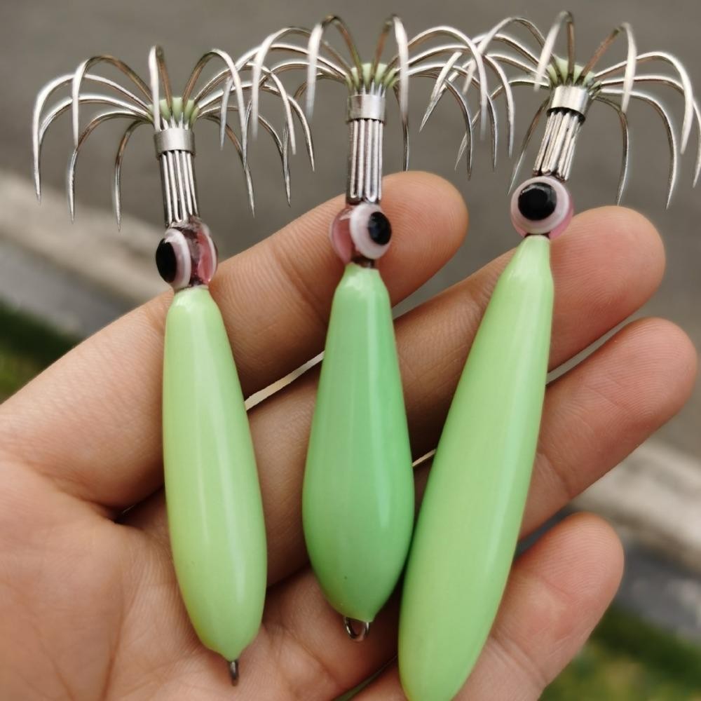AWNGD 10 Mồi Bạch Tuộc, 13g-89g Tay Cá Mực Móc Mắt Cá, Phong Cách Dạ Quang Mô Phỏng Gỗ Tôm Mồi Câu Cá