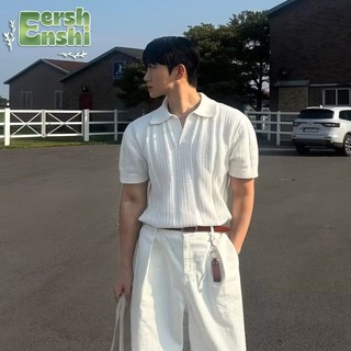 Áo sơ mi nam POLO phong cách Hàn Quốc lưới rỗng kết cấu dệt kim ngắn tay phong cách trưởng thành hàng đầu