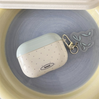 Nơ chấm bi màu xanh cho AirPods 1 / 2 3 Pro Pro Pro2 pro3 Airpod4 Bộ tai nghe Vỏ bảo vệ Bluetooth không dây AirPods Pro i3 i4 pro3 Vỏ bảo vệ tai nghe