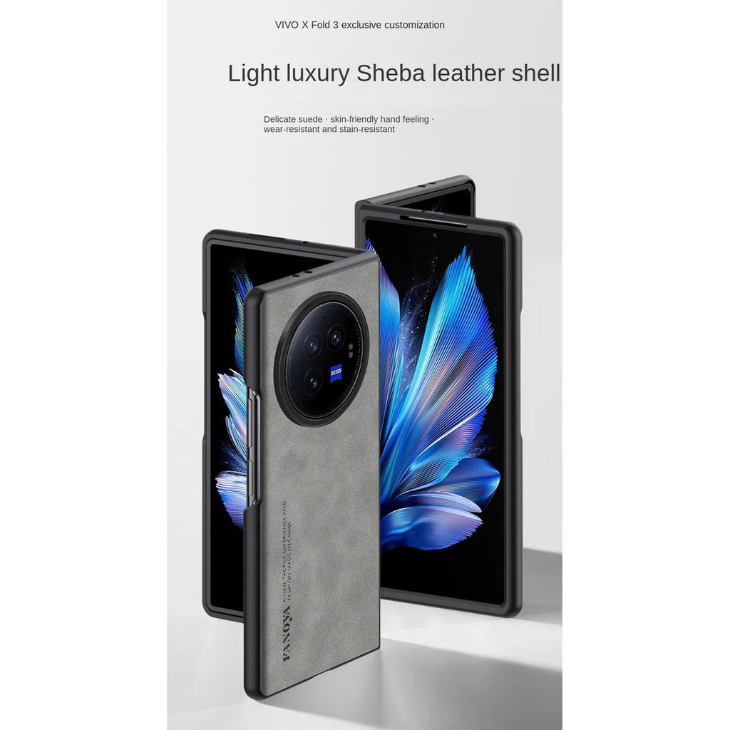 Dành Cho Vivo X Fold3 / Fold3 Pro Cao Cấp Kinh Doanh Retro Da Cao Su Mềm TPU Ốp Lưng