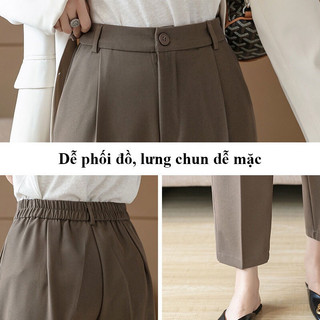 Quần tây nữ lưng thun, cạp cao Xưởng Quần Tây 3A dáng baggy cạp cao lưng chun siêu tôn dáng ống đứng chuẩn đẹpkhóa trước