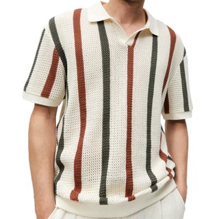 DICHUANGZHE POLO Áo thun nam ngắn tay mỏng thoáng khí sọc rỗng phong cách Âu Mỹ