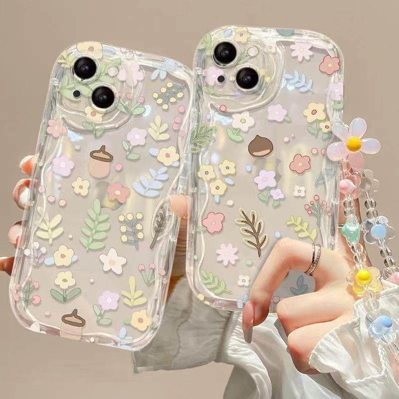 Ốp Hoa Có Dây Xích Hoa Cho Samsung Galaxy A25 A10 A11 A31 A51 A71 A21S A50 A30S A20 A30 A32 A52 A02 A02S A22 A03 J7 Prime INS Ốp Điện Thoại