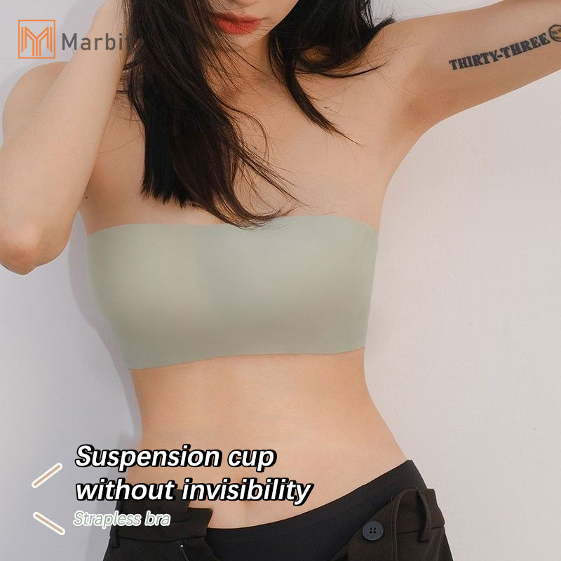Marbit Dây Áo Ngực Cho Nữ Ngoài Trời Mùa Hè Mặc Mỏng Chống Trơn Trượt Liền Mạch Vô Hình Ống Thu Nhỏ Thạch Bọc Áo Ngực Mới