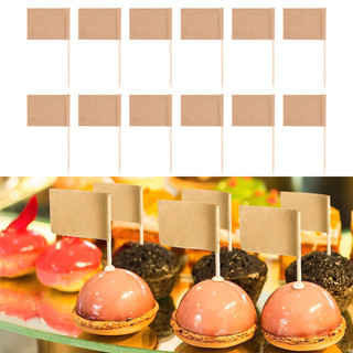 200 Gói Trống Tăm Cờ Giấy Kraft Cờ Đánh Dấu Phô Mai Cho Bánh Cupcake, Thực Phẩm, Trái Cây, Trang Trí Tiệc