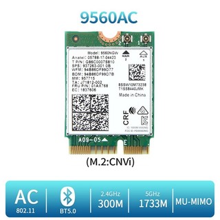 9560ngw Thẻ WiFi + Ăng-ten không dây 1730Mbps AC 9560 Băng tần kép 2.4G + 5G BT 5.0 802.11Ac M.2 CNVI 9560NGW Bộ chuyển đổi không dây