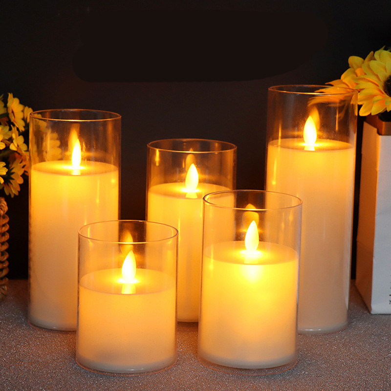 Nến điện tử tim lắc,nến trong suốt, nến pin, Đèn nến điện tử xoay LED，Có thể sử dụng cho các bữa tiệc và các dịp khác