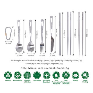Boundless Voyage Cắm Trại Bộ Dao Kéo Titan Thìa Nĩa Dao Spork Đũa Ống Hút Ngoài Trời Bộ Đồ Ăn Du Lịch Hàng Ngày Flatware