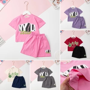 Bộ quần đùi áo phông LITIBABY trẻ em, in chữ LAPERO,NYLA Size 28kg - 55kg