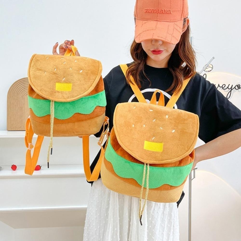 [Vận chuyển nhanh] Túi đi học dây rút SIMPLEAID, Ba lô Hamburger hoạt hình đa chức năng, Ba lô cha mẹ và con cái có thể điều chỉnh đáng yêu Người lớn