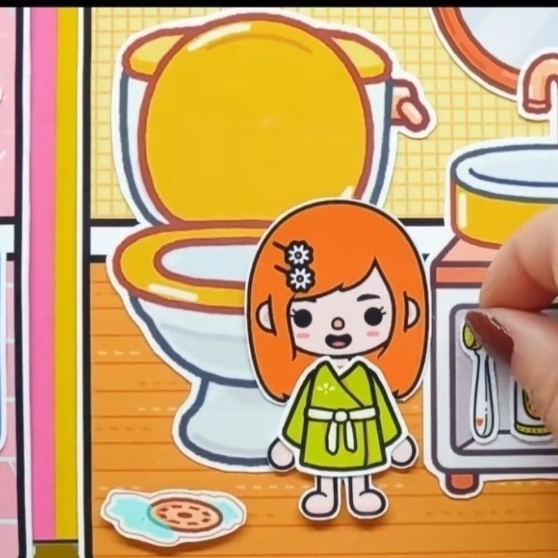 Búp bê giấy toka world quiet book / tota girl girlfriend strawberry orange villa làm gói vật liệu tự làm đồ chơi