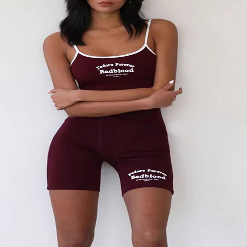 Badblood Sports Yoga Pants Short Embroidery Slim Fit Hip Raise Slim Fit Running Leggings Riding Tide