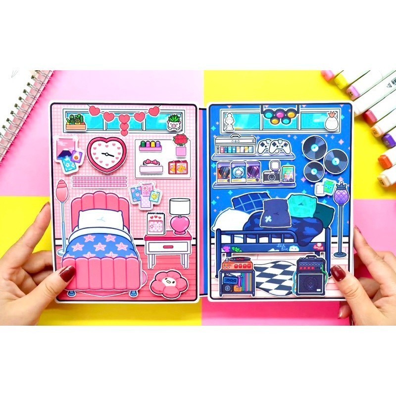 Toca Life World Book Toca Boca Dễ Thương Dành dán sách đồ chơi giấy đồ chơi giấy kuromi Đồ Chơi - Squishy - Kuromi