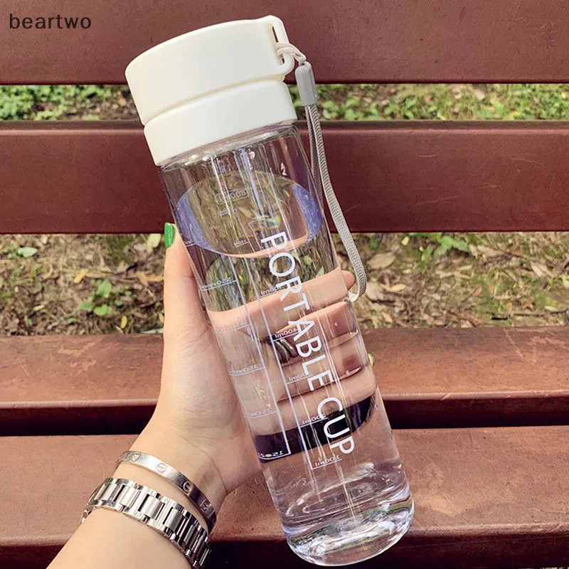 < Beartwo > 600ml Nước ép chanh thể thao dung tích lớn Chai nước uống Infuser Chai nước nhựa cầm tay trong suốt Đẹp