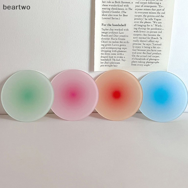 < Beartwo > 4 Màu Acrylic Đế Lót Ly Bàn Tròn Thảm Shoog Đạo Cụ Cách Nhiệt Placemat Đẹp