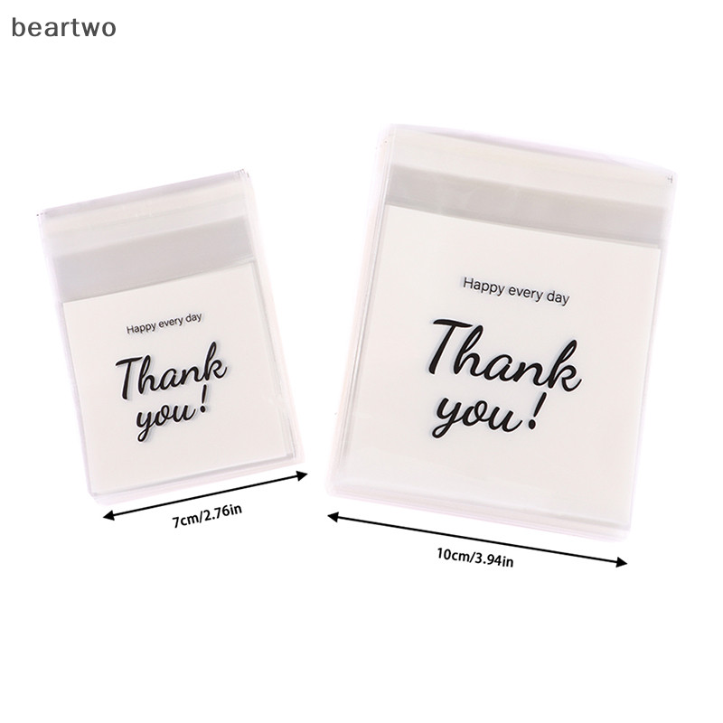 < Beartwo > 100 Cái / gói Cảm Ơn Bạn Rõ Ràng Túi Tự Dính Kẹo Túi Bánh Ngọt Đẹp