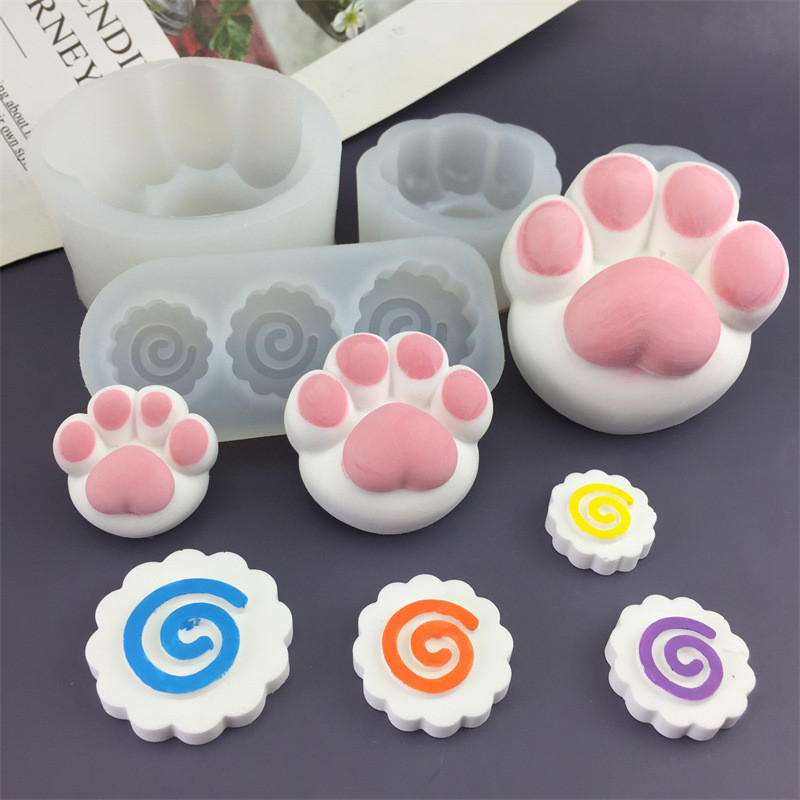 Hình Trái Tim Mèo Paw Cá Đĩa Hình Khuôn Silicon Mochi Đồ Chơi Xà Phòng Handmade Socola DIY Thơm Nến Thạch Cao Nướng Bánh Epoxy