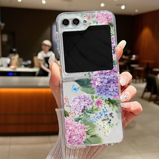 Hoa Dễ Thương Họa Tiết Tình Yêu Trong Suốt Silicon Mềm Vỏ Điện Thoại Cho Samsung Galaxy Z Flip 6 Flip 5 Flip 4 Flip 6 5 4 3 Khóa Kim Loại Silicon Gấp Bao