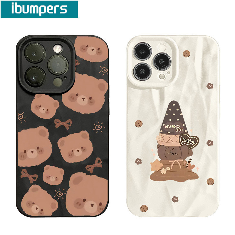 ibumpers cute hàn quốc gấu hoạt hình in hình ốp điện thoại nhám mỏng silicone mềm chống sốc ốp lưng Iphone 15 14 12 13 11 Pro Max IP 7 8 Plus Iphon X Xs XR Xs Max