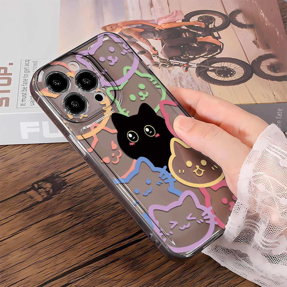 Ốp điện thoại mèo toàn màn hình Vỏ không gian Lỗ chính xác Thích hợp cho Apple iPhone15 / 14Promax Vỏ điện thoại 13 / 12 Vỏ không gian 11 / XSMAX Cao su mềm phong cách mới