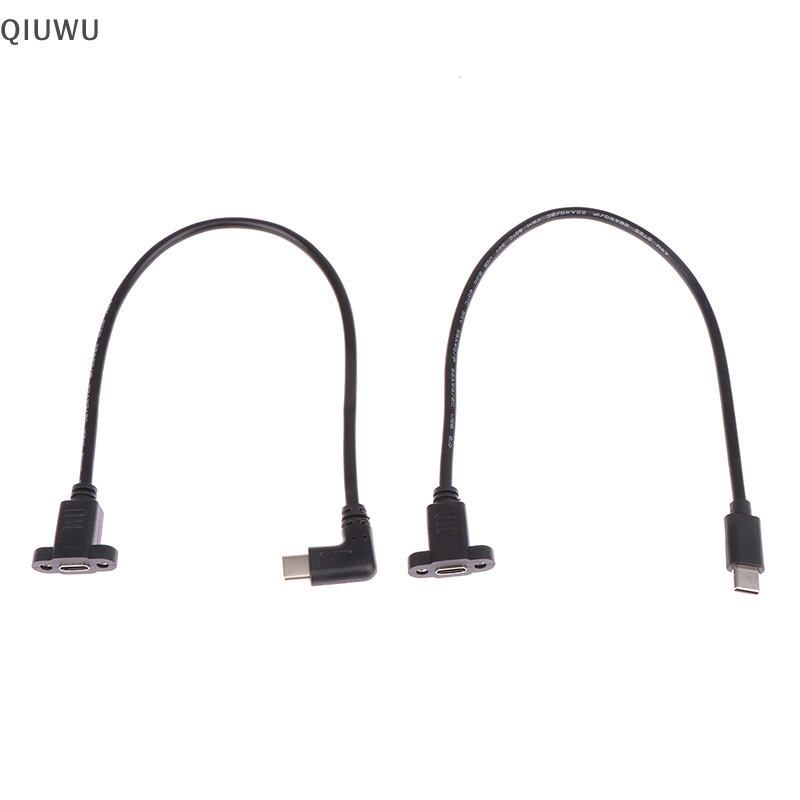Qiuwu Micro Type USB 3.1 Đầu nối nam sang Type-c USB 3.1 Cáp nối dài nữ 17mm có vít Bảng điều khiển lỗ gắn 0,3m.