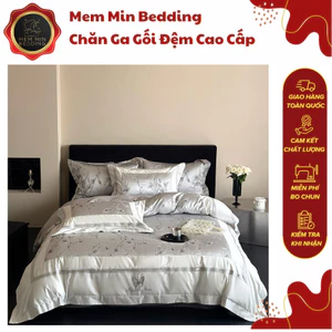 Bộ Chăn Ga Gối Chất Liệu Satin Cao Cấp Mềm Mại Dệt Hoa Tinh Tế Nổi Bật - MemMinbedding Luxury