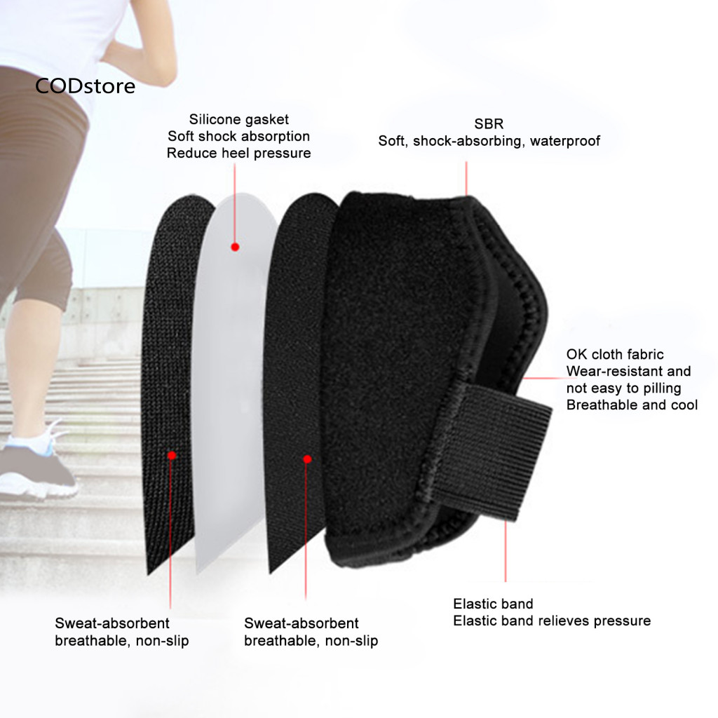 Kdc 2 Cái / cặp Miếng Lót Tăng Áp Bên Trong Chống Trơn Trượt Velcro Chống Nứt Thoáng Khí Chống Mài Mòn Bảo Vệ Gót Chân Nylon Bảo Vệ Miếng Lót Silicon Cho Unisex