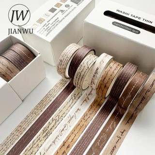 Jianwu 8 Cuộn / bộ Vintage Tiếng Anh Văn Bản Hoa Dầm Du Lịch Phong Cảnh Chất Liệu Cắt Băng Washi Sáng Tạo DIY Tạp Chí Văn Phòng Phẩm