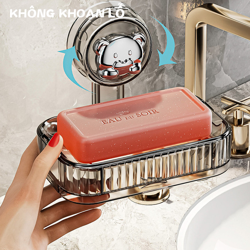 Hộp Đựng Xà Phòng Treo Tường,Kệ đựng xà phòng gắn tường có khay thoát nước tiện dụng,Không đục lỗ