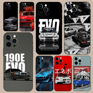 Ốp điện thoại E-Evo ô tô TK-1 J-JDM cho iPhone 16, 17,14,13,12,11, Pro, X, XS, Max, XR, Plus, Mini Soft Black Cover