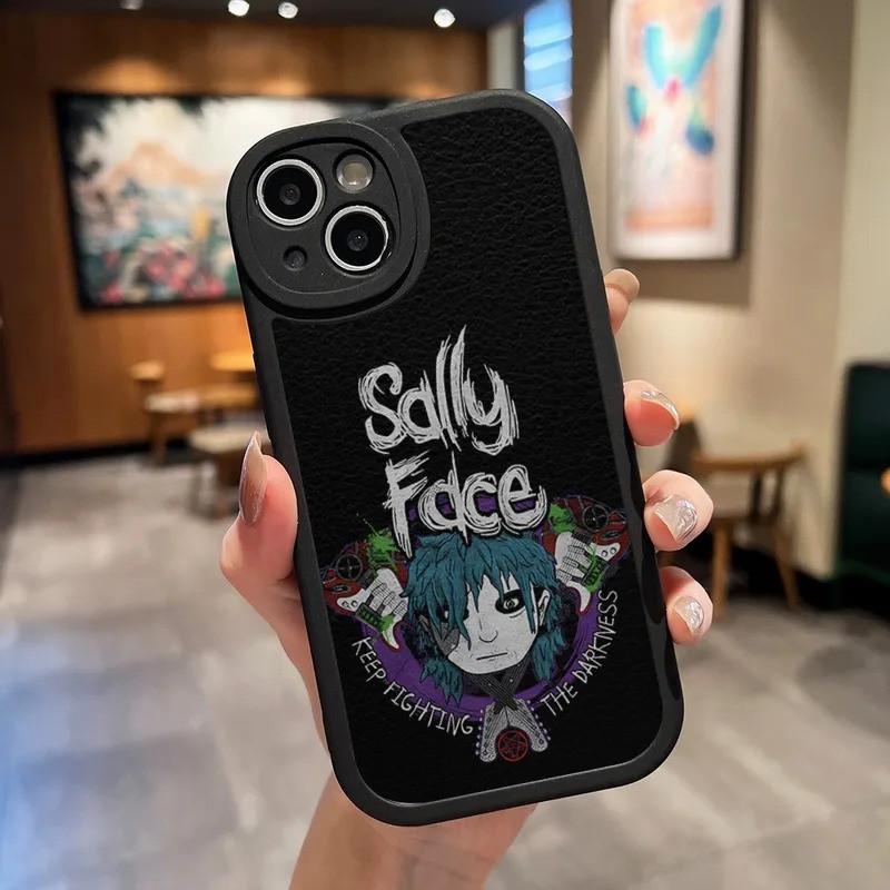 TP-1 Sally Face Game Ốp Điện Thoại Da Đen Cho IPhone 13 12 17,15 11 14 Pro Max Mini X Xr 8 Plus SE2020 Mềm Silicone Co