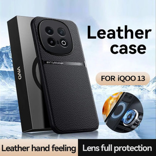 Ốp Da Cho vivo iQOO 13 5G iQ00 13 Giá Đỡ Từ Tính Ô Tô Sạc Không Dây Vỏ Điện Thoại Silicon vivoiQOO13 V2408A