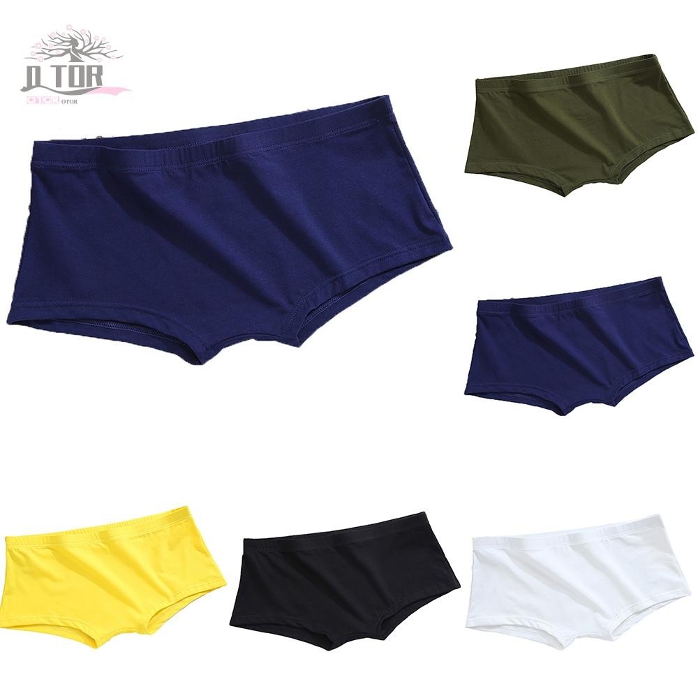 18) Quần lót Boxer eo thấp nam co giãn Quần short Cotton thoáng khí Màu trơn