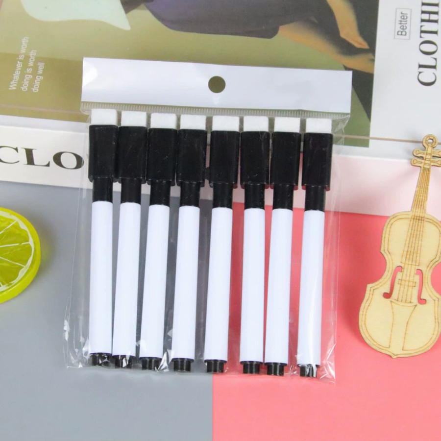 Combo 8 Cây Bút Lông Viết Bảng Trắng Có Đầu Xóa Tiện Lợi, Bút Dạ Viết Bảng Có Thể Tẩy Xóa