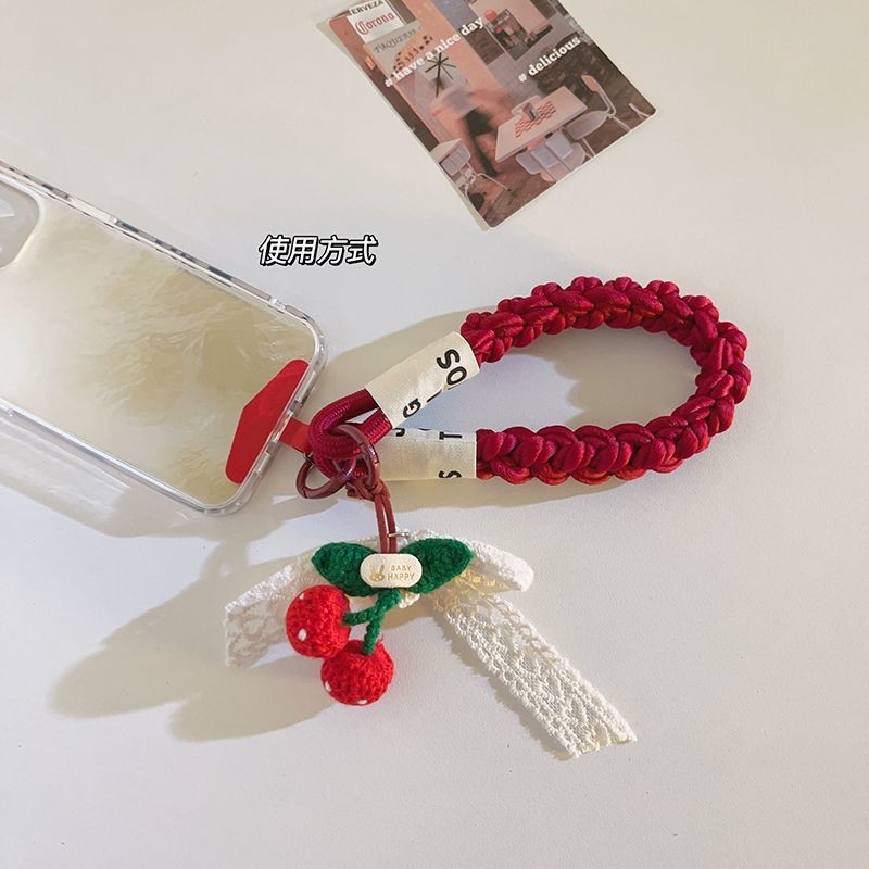 Phụ kiện điện thoại di động ins Retro Cổ tay Điện thoại di động Dây bện Dây đeo ngoài trời Dây đeo cổ tay ngắn Di động mạnh mẽ Dây chuyền máy ảnh đa năng