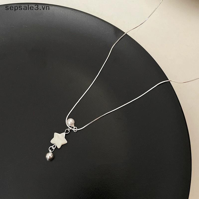 # Sepsale # Thời trang Tối giản Ngôi sao ngọc trai Pentagram Quyến rũ Mặt dây chuyền Dây chuyền xương đòn Bông tai dễ thương ngọt ngào dành cho nữ Quà tặng trang sức bé gái.