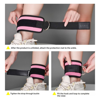 Vòng bít cổ tay có đệm có thể điều chỉnh Dây đeo đệm D-Ring Glute Kickback cho máy cáp, Lý tưởng cho các bài tập Glutes